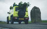 Christmas tree road trip in a Suzuki Jimny