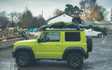 Christmas tree road trip in a Suzuki Jimny