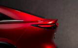 Mazda 6e 2026 rear spoiler down detail Mazda 6e 2026 rear spoiler down detail