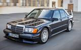 Mercedes 190E Cosworth front three quarter tracking Mercedes 190E Cosworth front three quarter tracking
