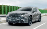 Mercedes AMG EV SUV prototype front quarter tracking Mercedes AMG EV SUV prototype front quarter tracking