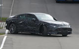 Mercedes AMG GT saloon EV camo front quarter Mercedes AMG GT saloon EV camo front quarter