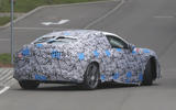 Mercedes AMG GT saloon EV camo white rear quarter