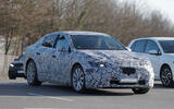Mercedes C Class EV camo front quarter