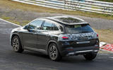 Mercedes GLA facelift 2023 rear quarter tracking cornering Mercedes GLA facelift 2023 rear quarter tracking cornering