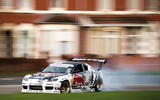 Drifting around a five-roundabouts-in-one junction with drift ace Mike Whiddett