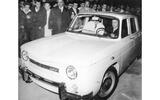 Nicolae Ceausescu driving the first Dacia car