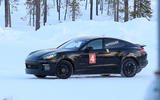 Porsche Taycan seen with production body for first time
