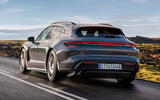 Porsche Taycan GTS Sport Turismo rear quarter tracking Porsche Taycan GTS Sport Turismo rear quarter tracking
