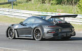 Porsche 911 GT2 RS prototype at the Nurburgring   rear three quarters