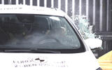 Renault Zoe side mobile barrier test   close up   Dec 2021