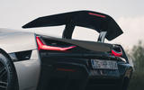Rimac Nevera 2023 rear spoiler detail Rimac Nevera 2023 rear spoiler detail