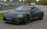 Porsche Taycan seen with production body for first time