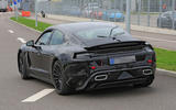 Porsche Taycan seen with production body for first time