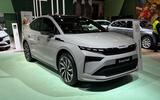 Skoda Enyaq facelift Brussels motor show front quarter