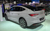 Skoda Enyaq facelift Brussels motor show rear quarter
