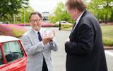 Akio Toyoda receives 2018 Issigonis trophy from Steve Cropley