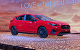 Subaru Impreza on display in los angeles front three quarters