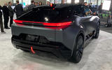 Toyota bZ compact crossover concept on show in Los Angeles rear