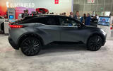 Toyota bZ compact crossover concept on show in Los Angeles side