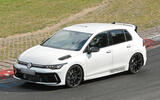 VW Golf R 5cyl camo front quarter cornering VW Golf R 5cyl camo front quarter cornering
