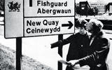 Wales biligual road sign 1974 Wales biligual road sign 1974
