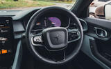 Polestar 2 steering wheel closeup Polestar 2 steering wheel closeup