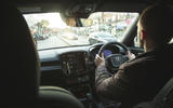Volvo XC40 Recharge front interior driving Volvo XC40 Recharge front interior driving