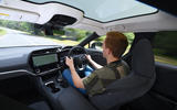 Will Rimell driving the Lexus RZ over shoulder Will Rimell driving the Lexus RZ over shoulder