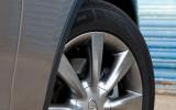 Front wheels do little of the driving unless slip is detected at the rear Infiniti EX alloy wheels