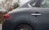 The flowing, rising hip line has translated well from the Essence concept to the saloon Infiniti M rear door
