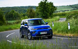 kia soul ev review 2023 05 cornering front