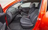 Front seats are comfortable and give an elevated view out. Space is decent, too Kia Sportage front seats