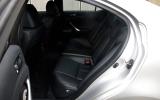 Rear space is more disappointing; it’s clearly been laid out for two passengers Lexus IS-F rear seats