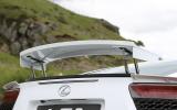 Rear wing rises automatically above 50mph or can be set to stay in its raised position Lexus LFA rear wing