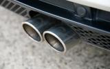 Twin pipes exit centrally from the rear diffuser Lotus Evora twin exhaust pipe
