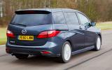 The diesel is a 76bhp-per-tonne car and isn’t endowed with sparkling acceleration Mazda 5 rear quarter
