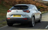 Mazda MX30 R EV review 2023 rear three quarter tracking