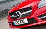 The upright grille and its oversized three-pointed star is in line with current Mercedes design Mercedes-Benz SLK front grille