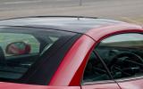 The joins in the roof are very visible at the top of the A-pillars and along the B-pillars Mercedes-Benz SLK panoramic sunroof