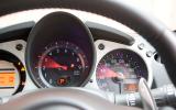 The entire dashboard console moves up and down as one with the steering wheel, but there’s no reach adjustment Nissan 370Z instrument cluster