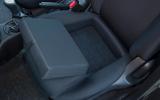 Seat cushion lifts out, but you can't store anything underneath Nissan Micra front seat storage