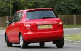 Lots of body roll, but there’s plenty of grip there and the Fabia is game enough through the twisties Skoda Fabia rear cornering