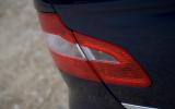 The odd shape of the tail-lights makes them look a little awkward Skoda Superb rear light