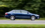 A smooth and precise six-speed gearchange helps  the impression of low-effort pace Skoda Superb side profile