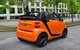 When the ForTwo lets go, it does so exclusively from the front, and early Smart Fortwo rear quarter