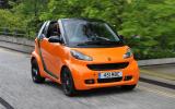 When the ForTwo lets go, it does so exclusively from the front, and early Smart Fortwo front quarter