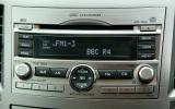 The integrated stereo sits within a huge swathe of silver-coloured trim Subaru Legacy infotainment system