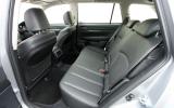 Wide cabin allows three adults to sit across rear bench; leg room is plentiful Subaru Legacy rear seats