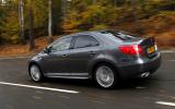 The Kizashi is slow to step away from a standstill Suzuki Kizashi rear quarter